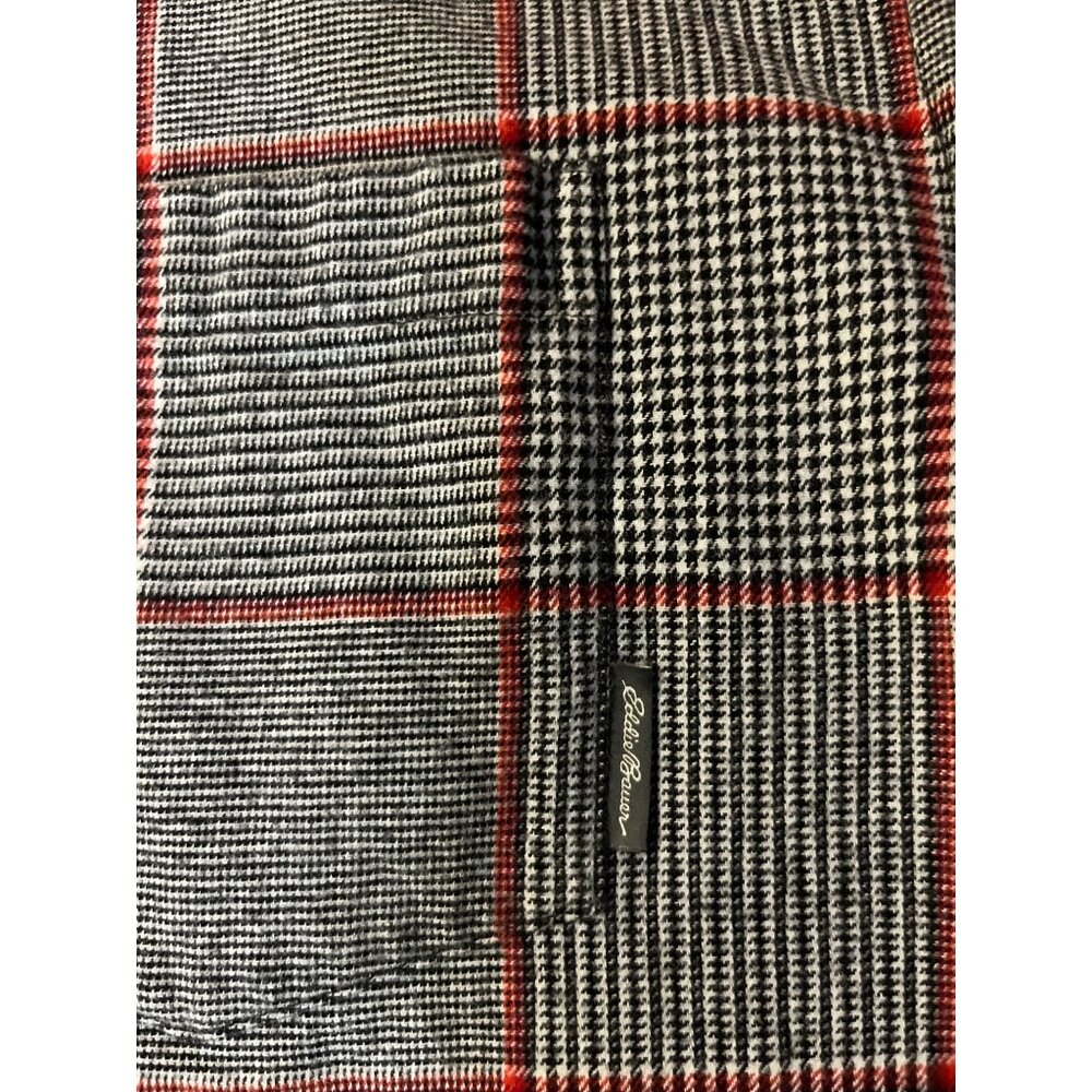 Eddie Bauer Shirt Mens L Classic Fit Black Red Plaid Flannel Cotton Used - Picture 6 of 13